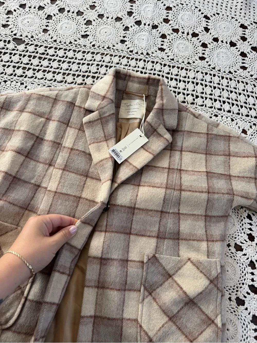 NWT Rylee & Cru Rustic Plaid Longline Coat Girls 2-3Y